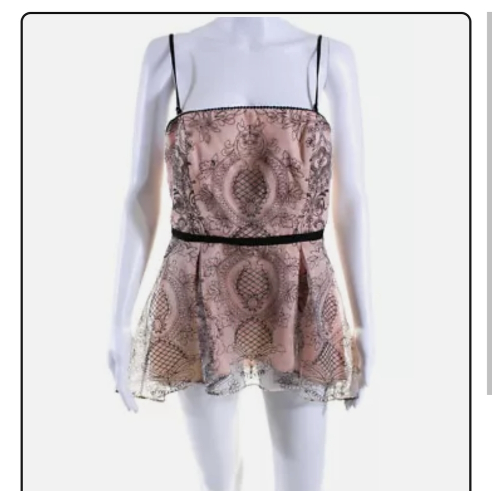 Pink and Black Lace Overlay Top